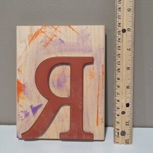 R Monogram Capital letter Rubber stamp